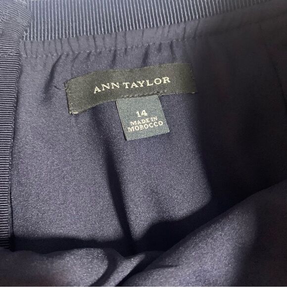 ANN TAYLOR Blue Cream Colorblock Striped Retro A-Line Skirt - Picture 8 of 10